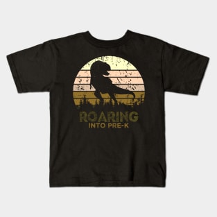 Kids Roaring Into Pre-K Dinosaur Back To School Vintage Boys Tees Gifts Kids T-Shirt